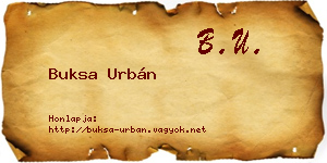Buksa Urbán névjegykártya